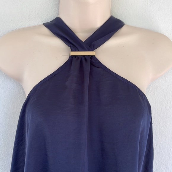 Charlotte Russe metallic blue satin blouse size XS - Picture 4 of 9